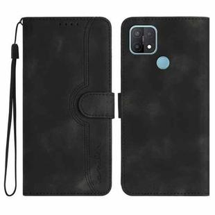 For OPPO A15 / A15s Heart Pattern Skin Feel Leather Phone Case(Black)