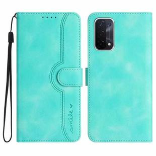 For OPPO A74 5G/A93 5G/A54 5G Heart Pattern Skin Feel Leather Phone Case(Light Blue)