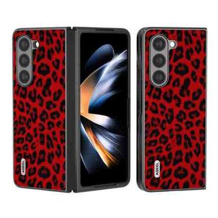For Samsung Galaxy Z Fold5 ABEEL Black Edge Leopard Phone Case(Red)