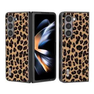 For Samsung Galaxy Z Fold5 ABEEL Black Edge Leopard Phone Case(Champagne Gold)