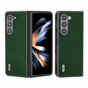 For Samsung Galaxy Z Fold5 ABEEL Black Edge Genuine Leather Mino Phone Case(Green)