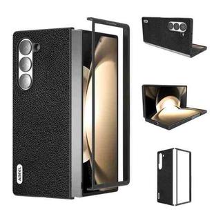 For Samsung Galaxy Z Fold6 ABEEL Black Edge Genuine Leather Mino Phone Case(Black)