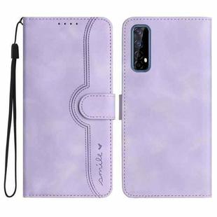 For Realme 7/Narzo 20 Pro Heart Pattern Skin Feel Leather Phone Case(Purple)