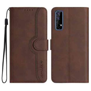 For Realme 7/Narzo 20 Pro Heart Pattern Skin Feel Leather Phone Case(Brown)