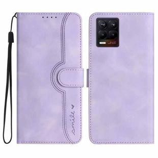 For Realme 8 4G / 8 Pro Heart Pattern Skin Feel Leather Phone Case(Purple)