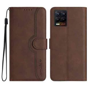 For Realme 8 4G / 8 Pro Heart Pattern Skin Feel Leather Phone Case(Brown)