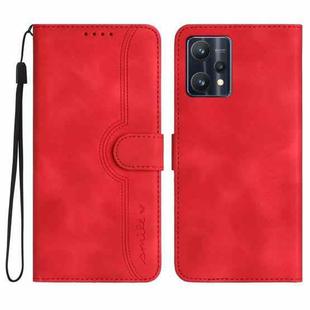 For Realme 9 Pro+ Heart Pattern Skin Feel Leather Phone Case(Red)