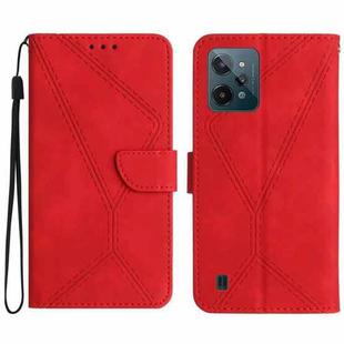 For Realme C31 Stitching Embossed Leather Phone Case(Red)