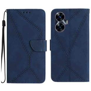 For Realme C55 Stitching Embossed Leather Phone Case(Blue)