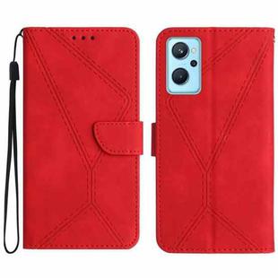 For Realme 9i / OPPO A36 4G Stitching Embossed Leather Phone Case(Red)