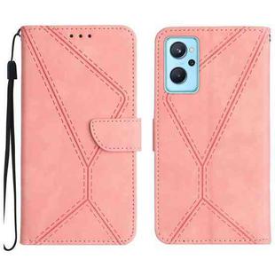 For Realme 9i / OPPO A36 4G Stitching Embossed Leather Phone Case(Pink)