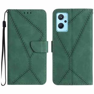 For Realme 9i / OPPO A36 4G Stitching Embossed Leather Phone Case(Green)