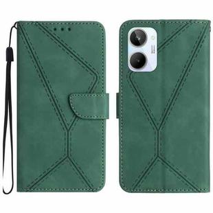 For Realme 10 4G Stitching Embossed Leather Phone Case(Green)