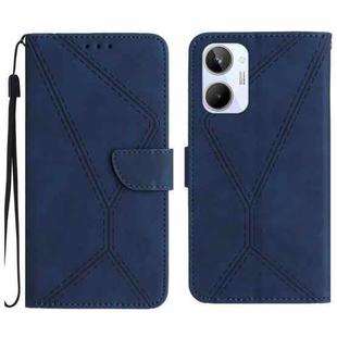 For Realme 10 4G Stitching Embossed Leather Phone Case(Blue)