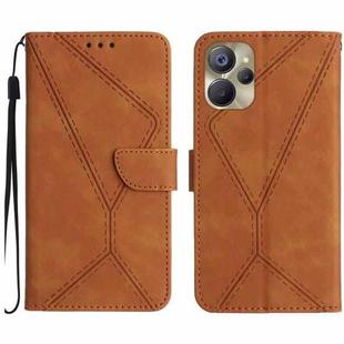 For Realme 10 5G / 9i 5G Stitching Embossed Leather Phone Case(Brown)