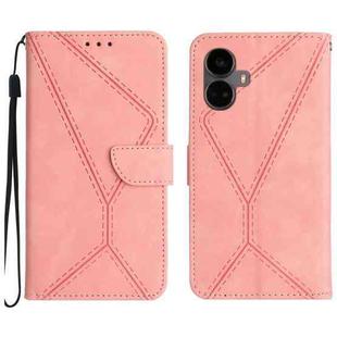 For Realme 10 Pro+ Stitching Embossed Leather Phone Case(Pink)