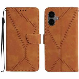 For Realme 10 Pro+ Stitching Embossed Leather Phone Case(Brown)