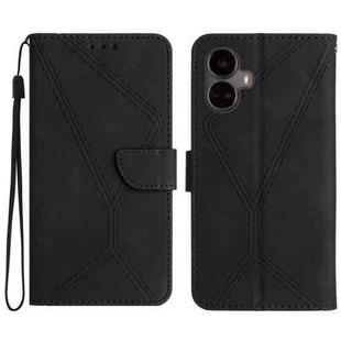 For Realme 10 Pro+ Stitching Embossed Leather Phone Case(Black)