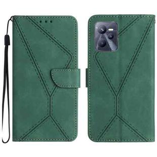 For Realme C35 Stitching Embossed Leather Phone Case(Green)
