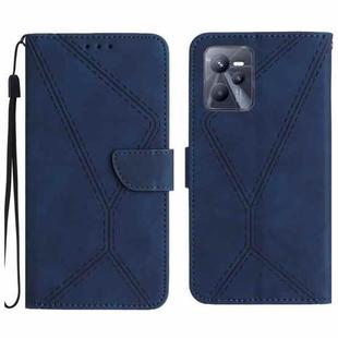 For Realme C35 Stitching Embossed Leather Phone Case(Blue)
