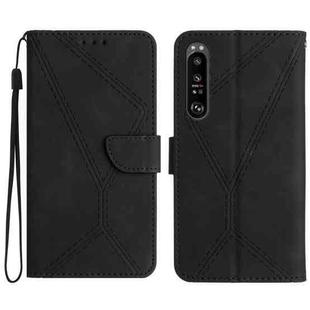 For Sony Xperia 1 III Stitching Embossed Leather Phone Case(Black)
