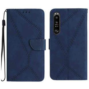 For Sony Xperia 1 III Stitching Embossed Leather Phone Case(Blue)