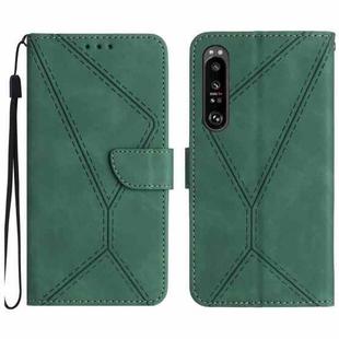 For Sony Xperia 1 IV Stitching Embossed Leather Phone Case(Green)
