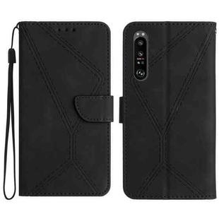 For Sony Xperia 5 III Stitching Embossed Leather Phone Case(Black)