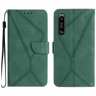 For Sony Xperia 5 IV Stitching Embossed Leather Phone Case(Green)