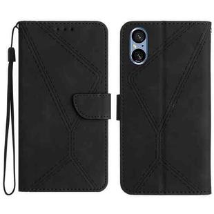 For Sony Xperia 5 V Stitching Embossed Leather Phone Case(Black)