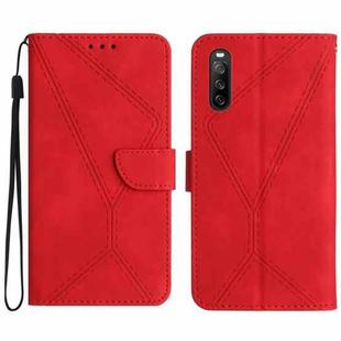 For Sony Xperia 10 IV Stitching Embossed Leather Phone Case(Red)