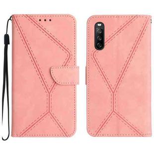 For Sony Xperia 10 IV Stitching Embossed Leather Phone Case(Pink)