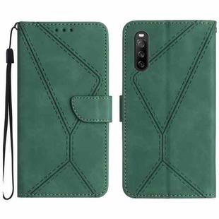 For Sony Xperia 10 IV Stitching Embossed Leather Phone Case(Green)