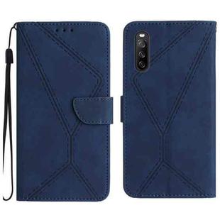 For Sony Xperia 10 V Stitching Embossed Leather Phone Case(Blue)