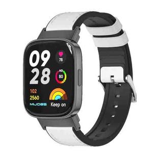 For Redmi Watch 3 Mijobs TPU Leather Watch Band(White Black)