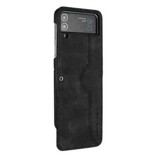 For Samsung Galaxy Z Flip3 5G Heart Pattern Skin Feel Leather Phone Case(Black)