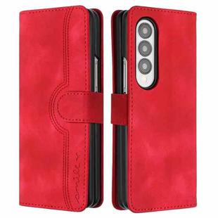 For Samsung Galaxy Z Fold3 5G Heart Pattern Skin Feel Leather Phone Case(Red)
