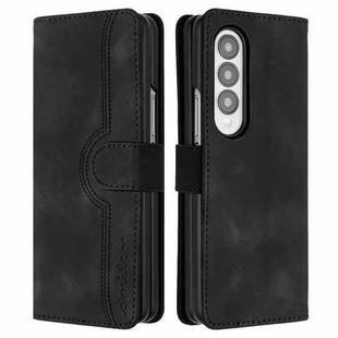 For Samsung Galaxy Z Fold3 5G Heart Pattern Skin Feel Leather Phone Case(Black)