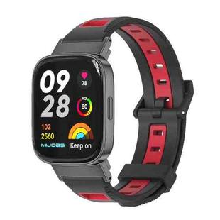 For Redmi Watch 3 Mijobs Twill Texture TPU Watch Band(Black Red Black)