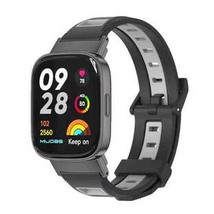 For Redmi Watch 3 Mijobs Twill Texture TPU Watch Band(Black Grey Black)