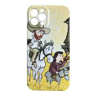 For iPhone XR Oil Painting Pattern Glossy PC Phone Case(Horse Riding)