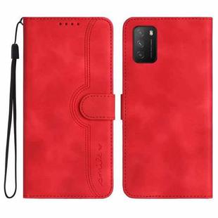 For Xiaomi Redmi 9T/Poco M3 Heart Pattern Skin Feel Leather Phone Case(Red)