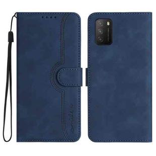 For Xiaomi Redmi 9T/Poco M3 Heart Pattern Skin Feel Leather Phone Case(Royal Blue)