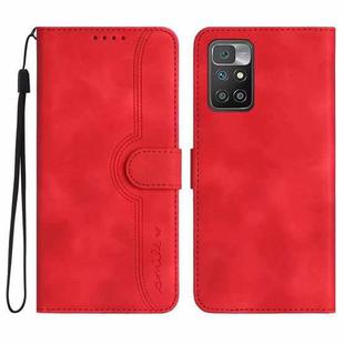 For Xiaomi Redmi 10 Heart Pattern Skin Feel Leather Phone Case(Red)