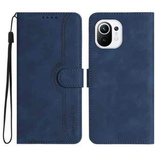 For Xiaomi Mi 11 Lite Heart Pattern Skin Feel Leather Phone Case(Royal Blue)