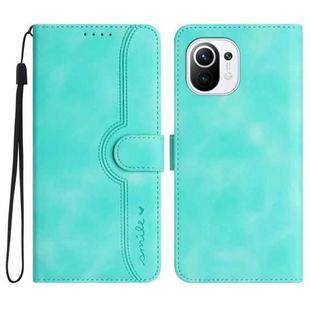 For Xiaomi Mi 11 Lite Heart Pattern Skin Feel Leather Phone Case(Light Blue)