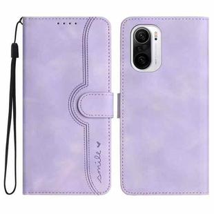 For Xiaomi Poco F3 Heart Pattern Skin Feel Leather Phone Case(Purple)