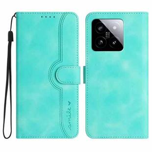 For Xiaomi 14 Heart Pattern Skin Feel Leather Phone Case(Light Blue)