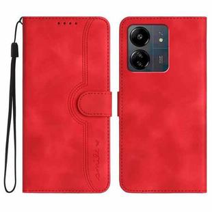 For Xiaomi Redmi 13C Heart Pattern Skin Feel Leather Phone Case(Red)