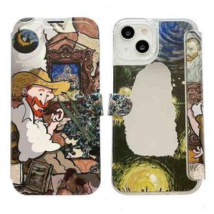 For iPhone 14 Oil Painting Pattern Mirror Leather Phone Case(Tobacco Pipe)